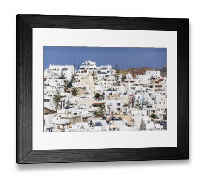 Framed Print : Naxos chora old town white colored village view