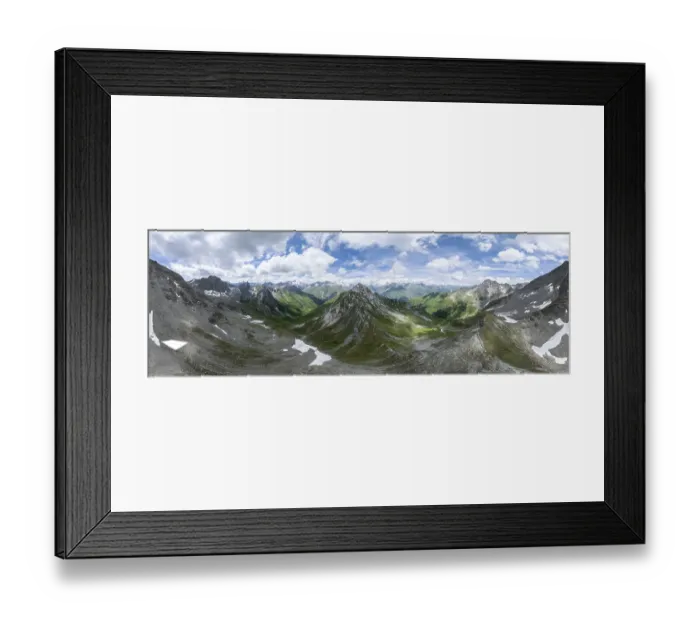 Framed Print : 360° alpine panorama, aerial view