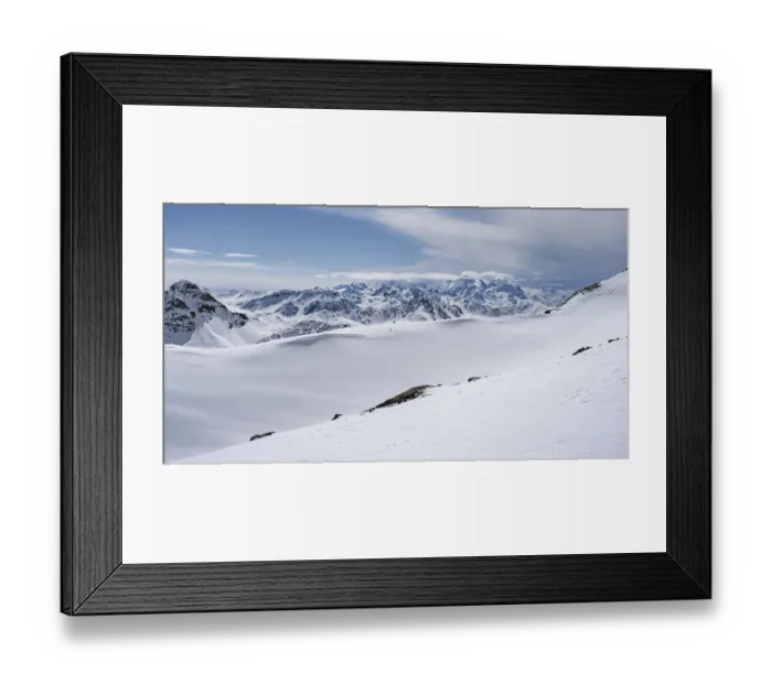Framed Print : View of mountain panorama with mountain peaks of the Bernina Group