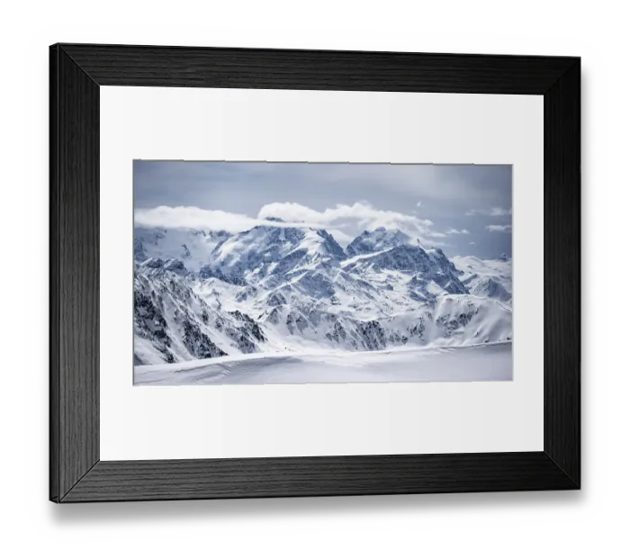 Framed Print : View of mountain panorama with mountain peaks of the Bernina Group Framed Print : View of mountain panorama with mountain peaks of the Bernina Group