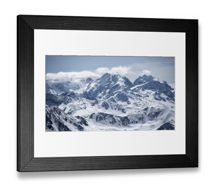 Framed Print : View of mountain panorama with mountain peaks of the Bernina Group