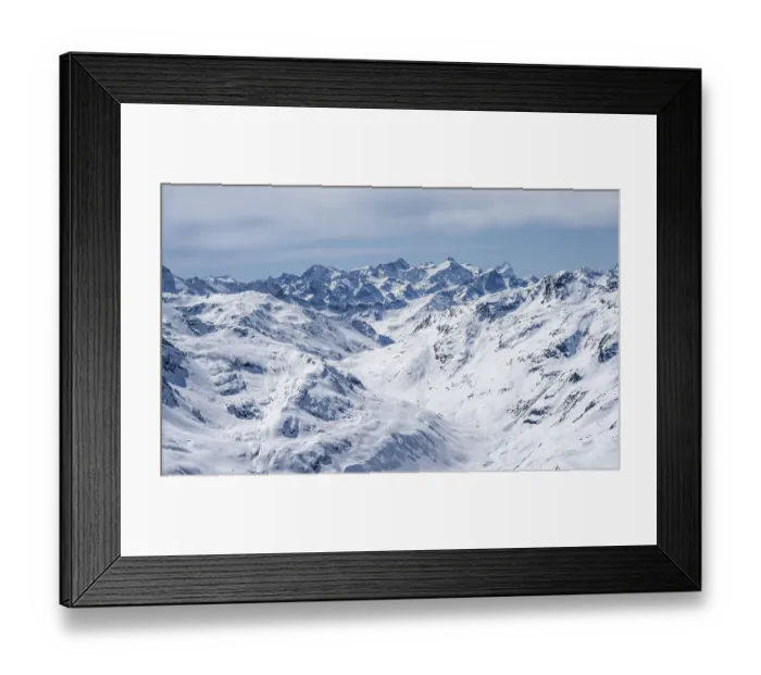 Framed Print : View of mountain panorama with mountain peaks of the Bernina Group