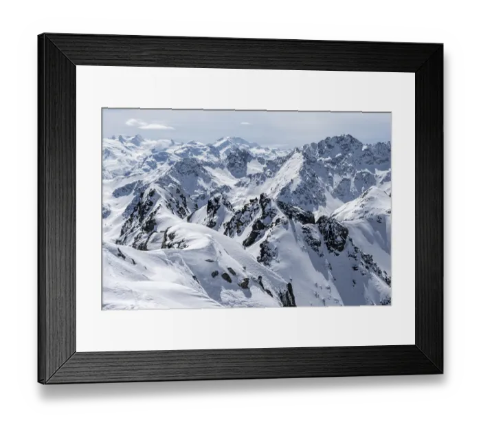 Framed Print : View of mountain panorama, mountain landscape in winter