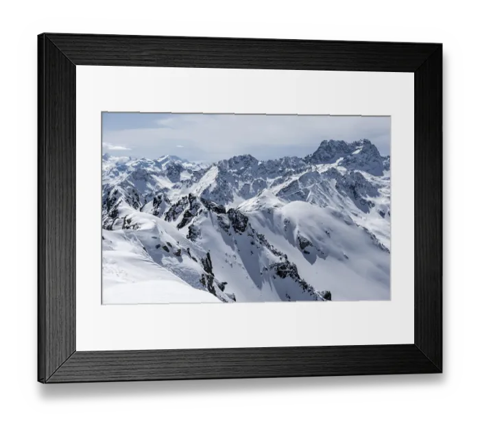Framed Print : View of mountain panorama, mountain landscape in winter
