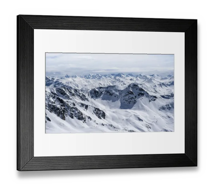 Framed Print : View of mountain panorama, mountain landscape in winter Framed Print : View of mountain panorama, mountain landscape in winter