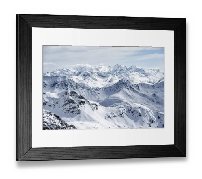 Framed Print : View of mountain panorama, mountain landscape in winter