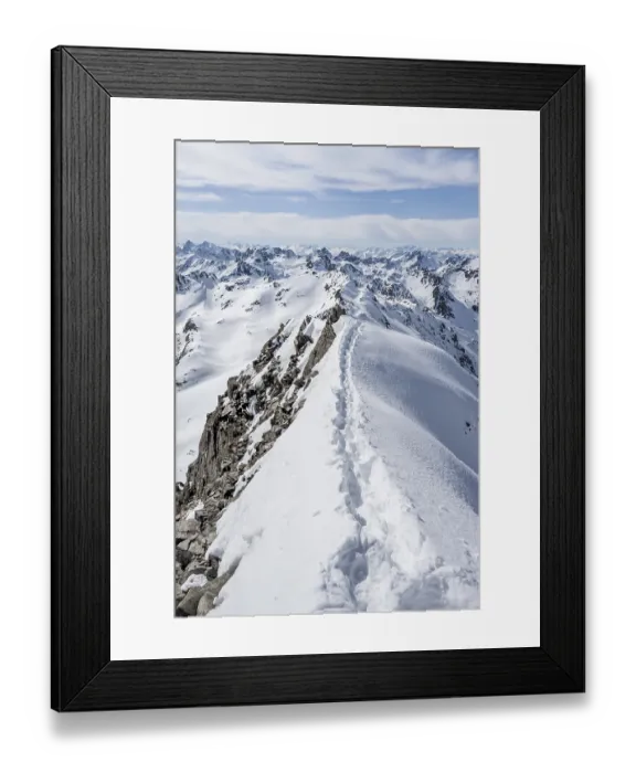 Framed Print : Narrow mountain ridge in winter