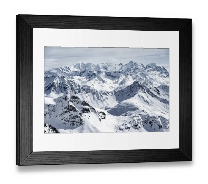 Framed Print : Mountain panorama with view of peaks Framed Print : Mountain panorama with view of peaks