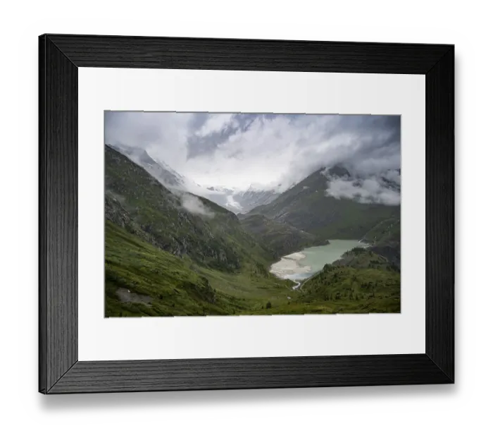 Framed Print : Cloudy mountain landscape, Margaritzen Reservoir Framed Print : Cloudy mountain landscape, Margaritzen Reservoir