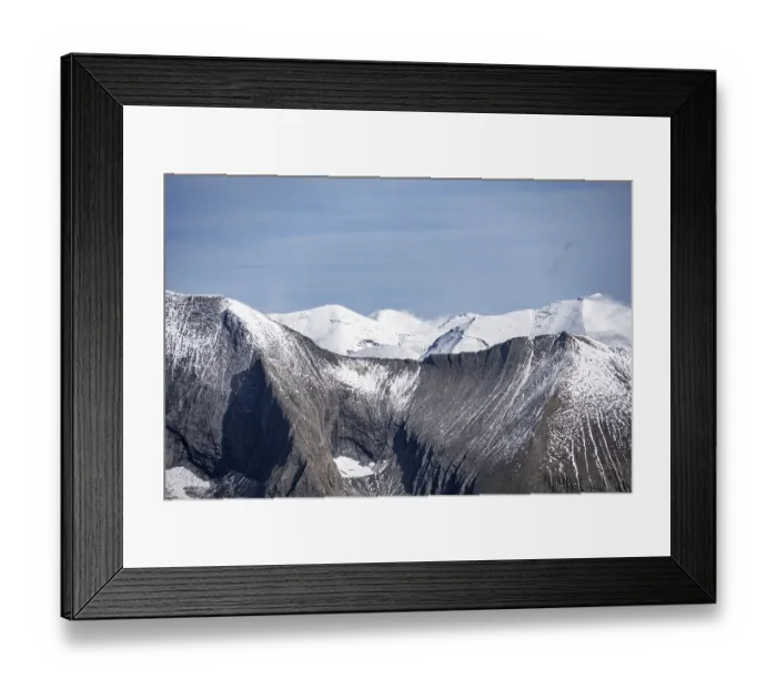 Framed Print : Picturesque mountain landscape with snow-capped summit