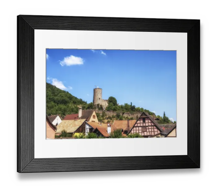 Framed Print : High fortress of kaysersberg viewed from the parking lot Framed Print : High fortress of kaysersberg viewed from the parking lot