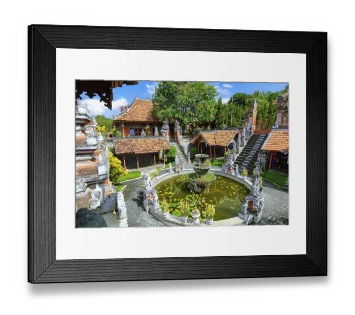 Framed Print : Old fountain in Brahma Vihara Arama Buddha Banjar Buddhist monastery