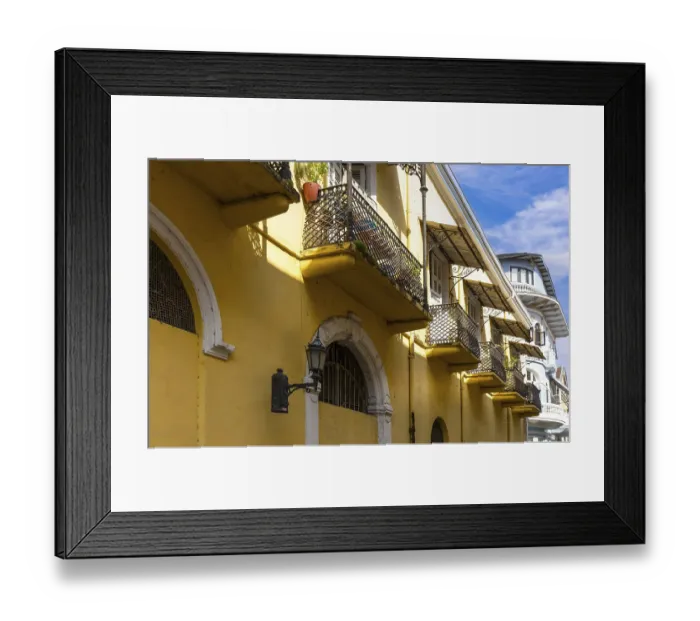 Framed Print : Panama, Panama City historic center Casco Viejo colorful streets and colonial architecture