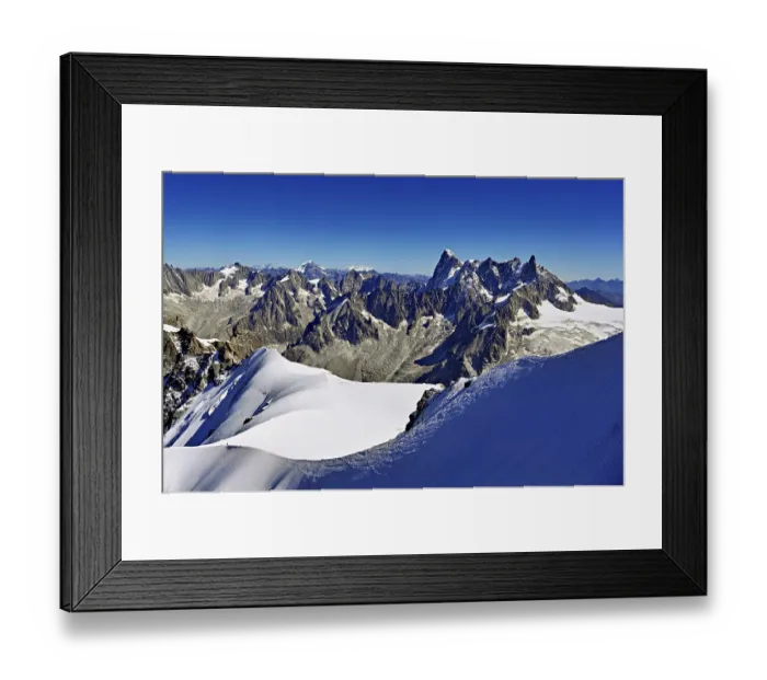 Framed Print : Snow-covered mountain ridge, behind Aiguille Verte
