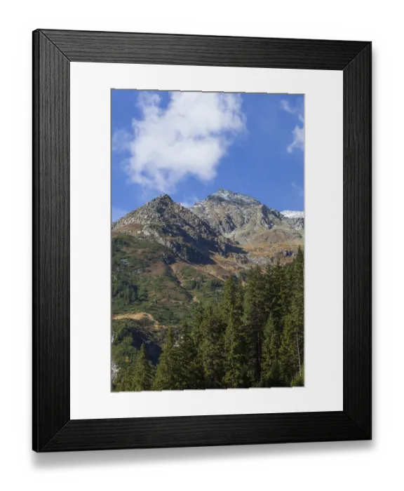Framed Print : Forest and mountains in Mutterberg Valley in autumn Framed Print : Forest and mountains in Mutterberg Valley in autumn
