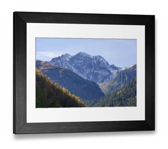 Framed Print : Forest and mountains in Mutterberg Valley in autumn Framed Print : Forest and mountains in Mutterberg Valley in autumn