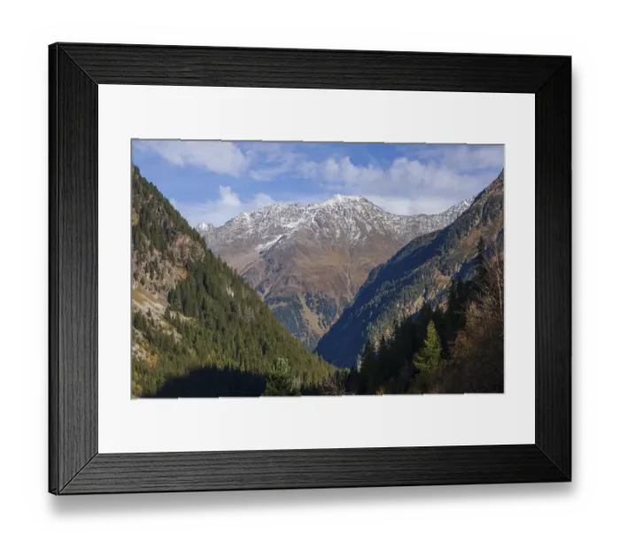 Framed Print : Forest and mountains in Mutterberg Valley in autumn Framed Print : Forest and mountains in Mutterberg Valley in autumn