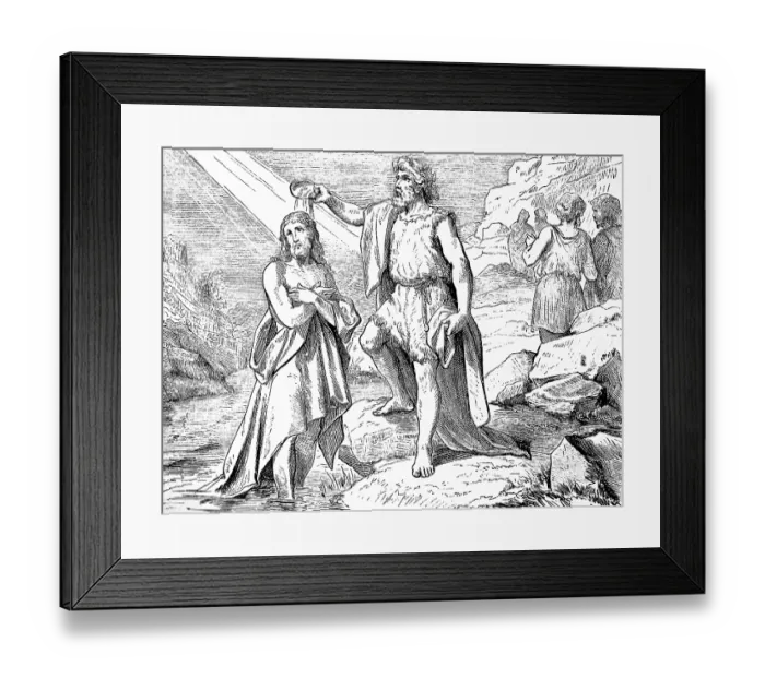 Framed Print : John the Baptist baptizes Jesus Framed Print : John the Baptist baptizes Jesus