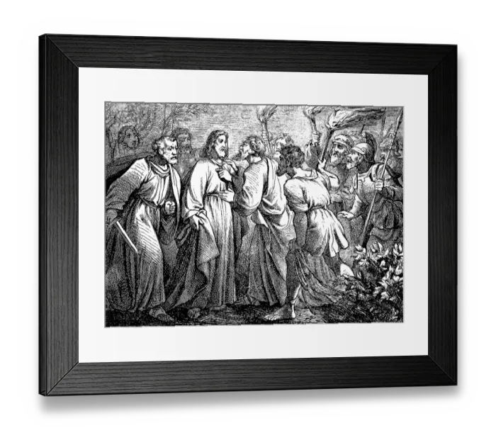 Framed Print : Capture of Jesus by the traitor Judas at the court Sethesemane Framed Print : Capture of Jesus by the traitor Judas at the court Sethesemane