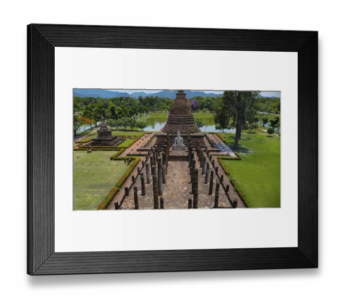 Framed Print : Drone view of an ancient temple complex in Thailand Framed Print : Drone view of an ancient temple complex in Thailand