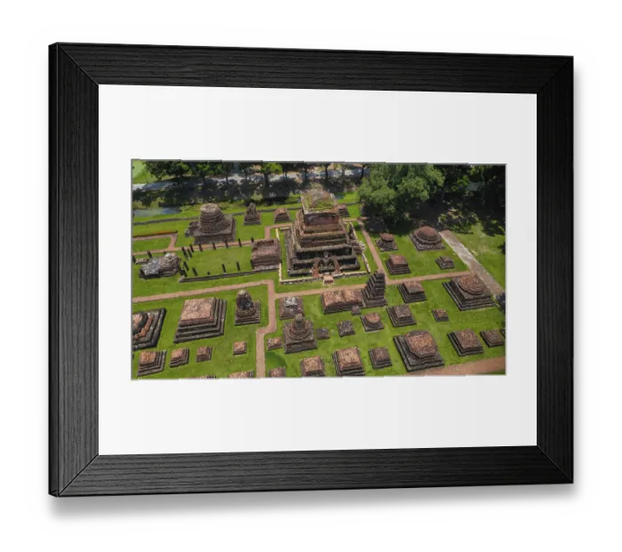 Framed Print : Drone view of an ancient temple complex in Thailand Framed Print : Drone view of an ancient temple complex in Thailand