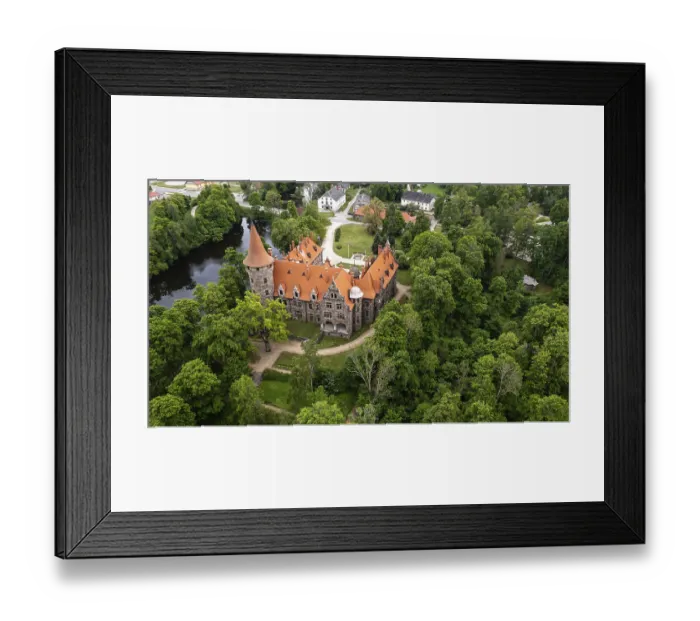 Framed Print : Cesvaine medieval castle in Latvia from above