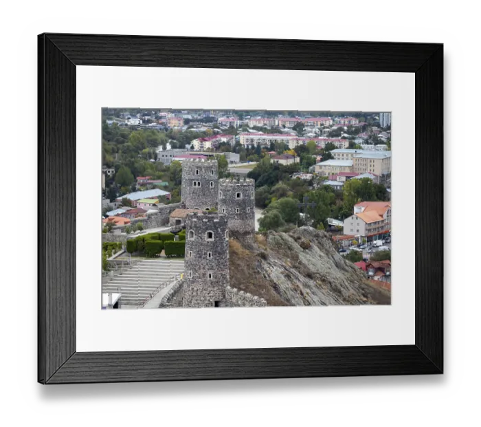 Framed Print : Akhaltsikhe (Rabati) castle surroundings and fortress wall with towers