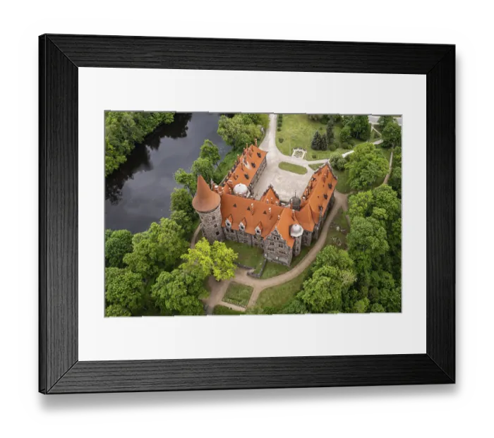 Framed Print : Cesvaine medieval castle in Latvia from above