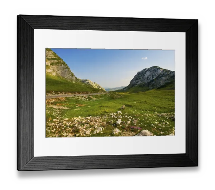 Framed Print : A view of the valley and the mountains of Durmitor National Park Montenegro