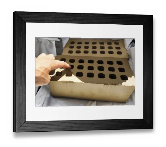 Framed Print : Unburned samples of ceramic hollow bricks