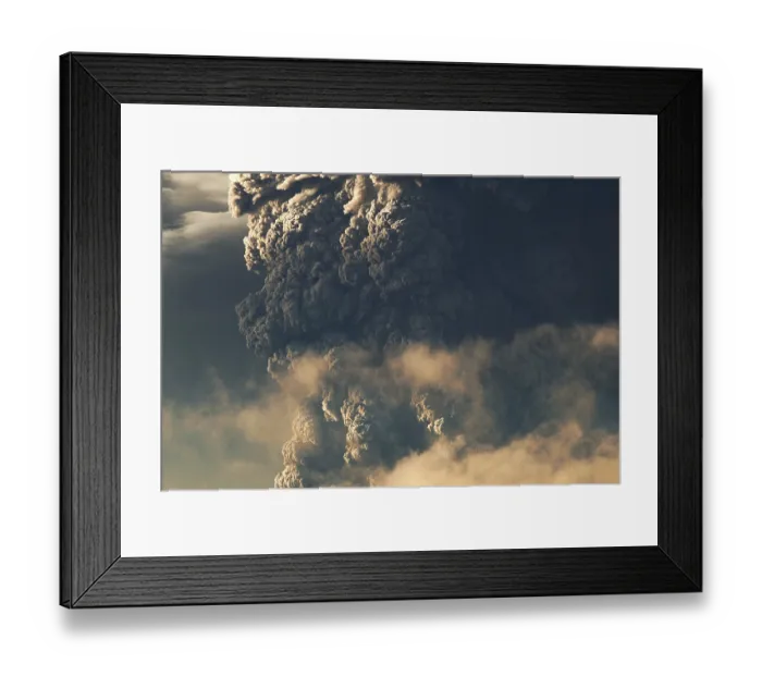 Framed Print : Eruption. Clubs of smoke and ash in the atmosphere