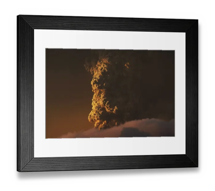 Framed Print : Eruption. Clubs of smoke and ash in the atmosphere