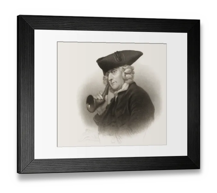 Framed Print : Portrait of James Hutton with an ear trumpet