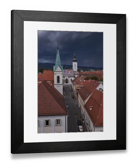Framed Print : Aerial Panorama View of Zagreb from Lotrscak Tower