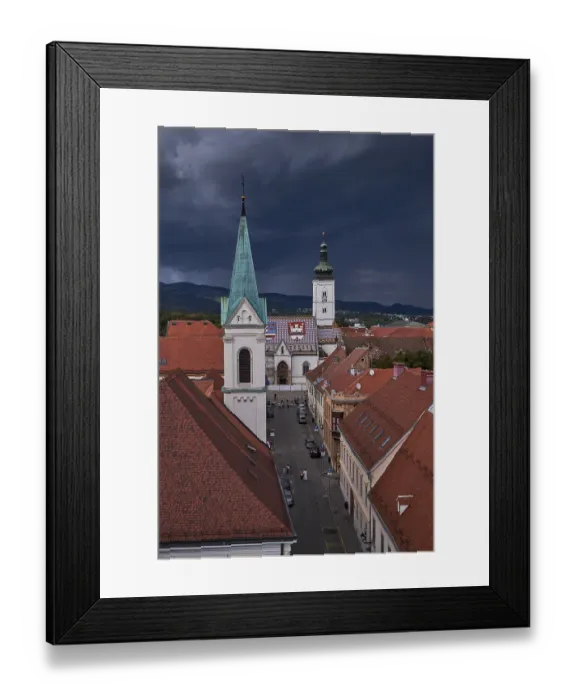 Framed Print : Aerial Panorama View of Zagreb from Lotrscak Tower
