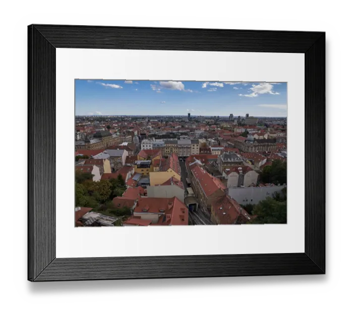 Framed Print : Aerial Panorama View of Zagreb from Lotrscak Tower
