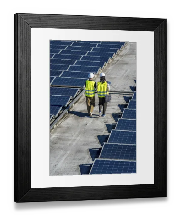 Framed Print : Two renewable energy engineers