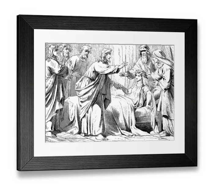 Framed Print : Jesus awakens a twelve-year-old girl