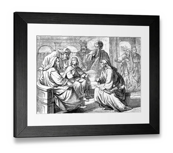 Framed Print : The twelve-year-old Jesus in the temple with teachers