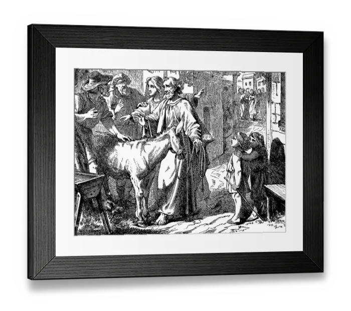 Framed Print : The Lord needs him, a disciple buys a foal for Jesus at the market near Bathania Framed Print : The Lord needs him, a disciple buys a foal for Jesus at the market near Bathania
