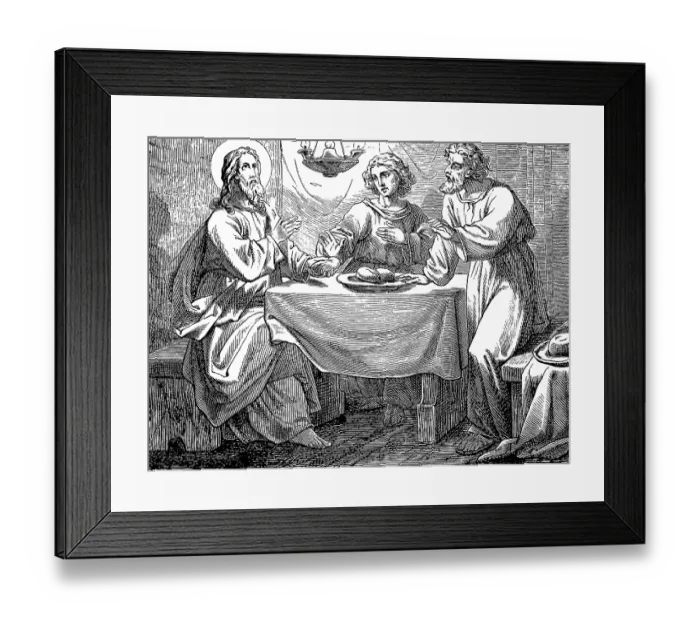 Framed Print : The Risen One is recognized when breaking bread