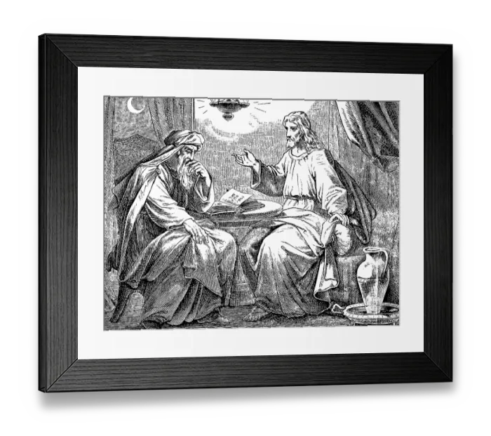 Framed Print : Jesus and Nicodemus, Gospel of St