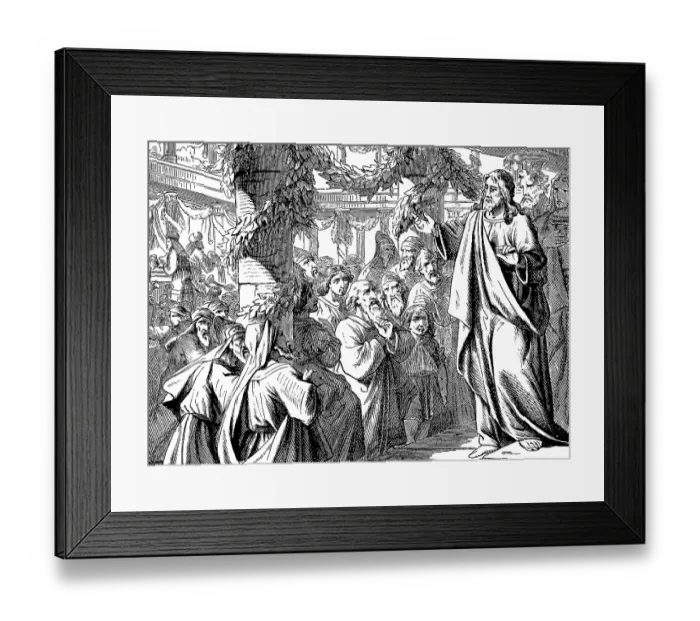 Framed Print : Jesus calls the people to him on the last day of the Feast of Tabernacles Framed Print : Jesus calls the people to him on the last day of the Feast of Tabernacles