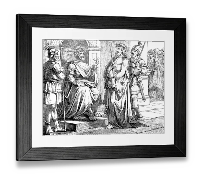 Framed Print : I am a King, Jesus with Crown of Thorns in front of Pilate