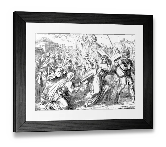 Framed Print : Jesus carrying his cross, Gospel of John