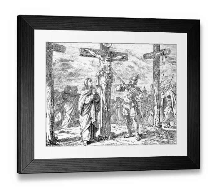 Framed Print : The war servant punctures the side of Jesus