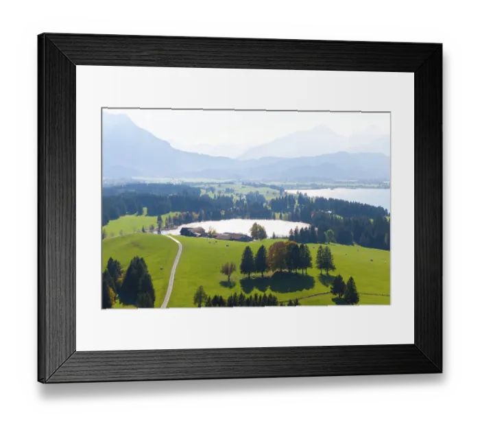 Framed Print : Hilly and wooded landscape with farm Framed Print : Hilly and wooded landscape with farm