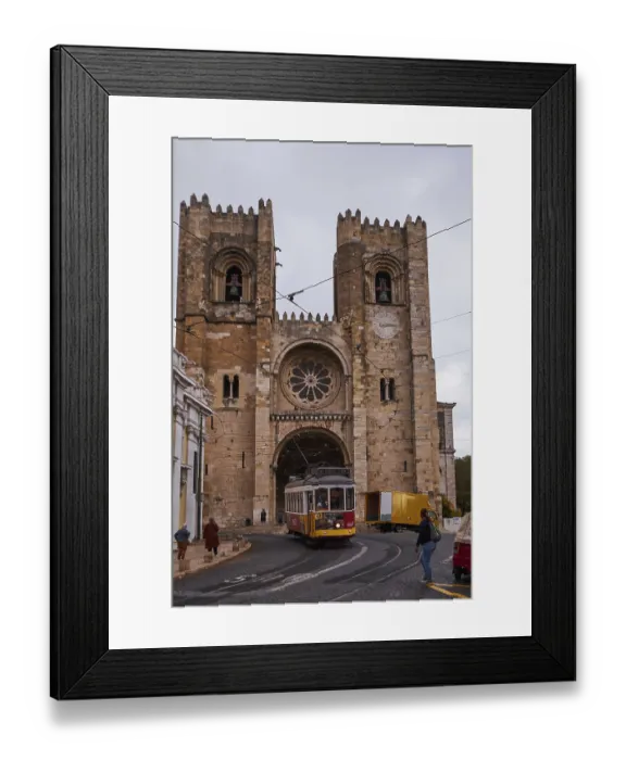 Framed Print : The Iconic and Famous Vintage Tram Number 28 in front of the Se Santa Maria Cathedral - Lisbon Framed Print : The Iconic and Famous Vintage Tram Number 28 in front of the Se Santa Maria Cathedral - Lisbon
