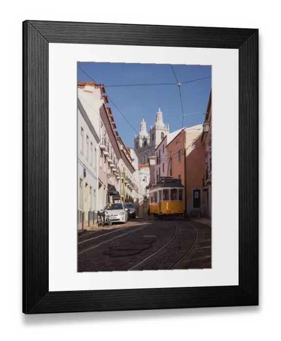Framed Print : The Iconic and Famous Vintage Tram Number 28 in Alfama Framed Print : The Iconic and Famous Vintage Tram Number 28 in Alfama