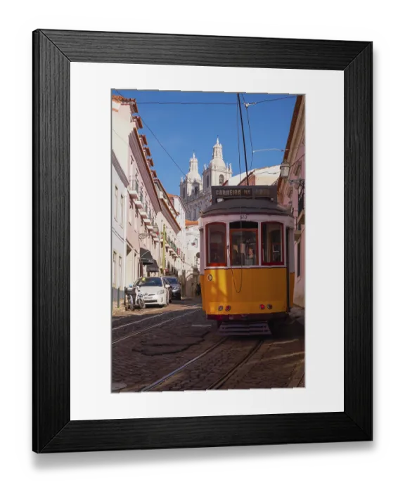 Framed Print : The Iconic and Famous Vintage Tram Number 28 in Alfama